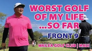 Almost Every Shot Golf Vlog of a 24 Handicap  Wailea Golf Club  Emerald Course  FRONT 9 [upl. by Ignatia]