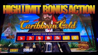 CARIBBEAN GOLD DOLLAR STORM HIGH LIMIT BONUS ACTION [upl. by Wilser]