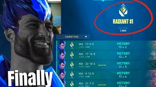 I Hit RANK 1 RADIANT in VALORANT YORU SOLO QUEUE [upl. by Jourdan]