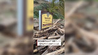 Seabright Beach Storm Damage Update Santa Cruz County California [upl. by Eilis]