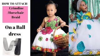 HOW TO ATTACH CRINOLINEHORSEHAIR BRAID with facing to your ball dress for kids [upl. by Posner]