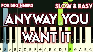 JOURNEY  ANYWAY YOU WANY IT  SLOW amp EASY PIANO TUTORIAL [upl. by Norrej681]