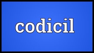 Codicil Meaning [upl. by Erual]