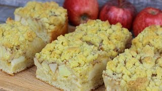 Saftiger Apfel Streuselkuchen mit Quark Öl Teig vom Blech  Apfelkuchen mit falschem Hefeteig [upl. by Odnalref]