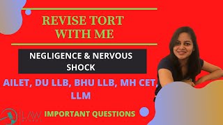 Tort Revision P4  Negligence amp Nervous Shock  DU LLB AILET BHU MH CET LLM [upl. by Teplica]