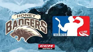 Honey Badgers vs Flying Hellfish B3  9th February  IceHQ Beer League ice hockey [upl. by Eseekram]