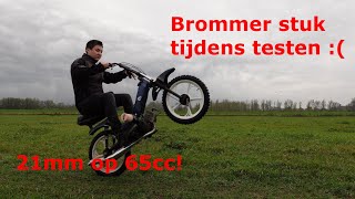 21mm testen op Tomos crosser 65cc BROMMER GAAT STUK [upl. by Flessel]