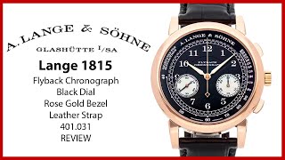 ▶ A Lange Sohne 1815 Flyback Chronograph Rose Gold 39mm Black Dial 401031  REVIEW [upl. by Teiv828]