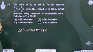 The value of Kp at 298 K for the reaction 12N232H2 2NH3 is found to be 8260 partial pre [upl. by Fenn]