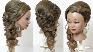 Indian bridal hairstyle for long hair tutorial with braids and curls [upl. by Palila582]