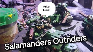 Marine paints Marines Warhammer 40k Salamanders Outriders Adeptus Astartes Vulkan Lives [upl. by Eardnoed938]