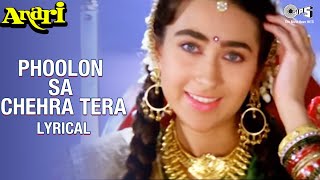 Phoolon Sa Chehra Tera  Audio Lyrical  Venkatesh Karisma Kapoor  Udit Narayan Anari Movie Songs [upl. by Asina]