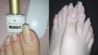 Fixing My Cracked Toe Nail using Super Top Coat by Born Pretty Store  Rose Pearl [upl. by Tallbott540]