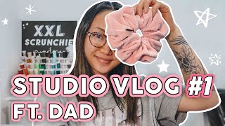 STUDIO VLOG  Day In The Life Making XXL Scrunchies  How Dad Helps My Small Business Run ❤ Sewing ✨ [upl. by Roid628]