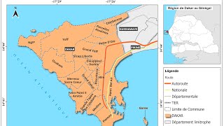 Dakar Sénégal  Faire une Carte de localisation QGIS [upl. by Neda]