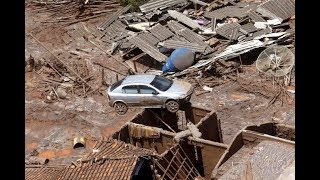 Shocking Footage Captures Moment Of Brazil Dam Collapse [upl. by Lenej]