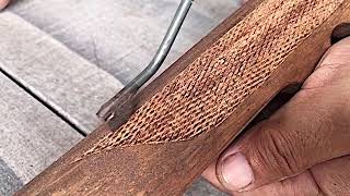 Gunstock Checkering  Checkering Popor Kayu Mangga [upl. by Rance2]