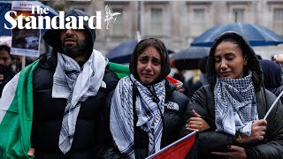 ProPalestine march up to 100000 people protest in central London [upl. by Enoitna]