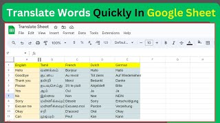 How to translate words using Google Sheet GoogleTranslate Formula  Tamil [upl. by Eibo]