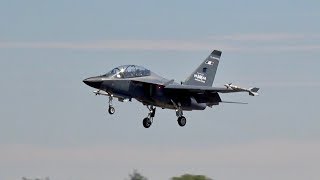 Leonardo M346FA arrival at RAF Fairford RIAT 2018 AirShow [upl. by Anayrb]