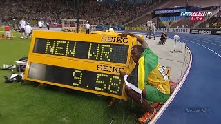 UNMATCHED SPEED USAIN BOLTS 958 100M IN BERLIN 2009  WORLD RECORD [upl. by Yknip916]