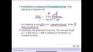 25a2 Unbiasedness of OLS estimators part 2 [upl. by Doowle524]