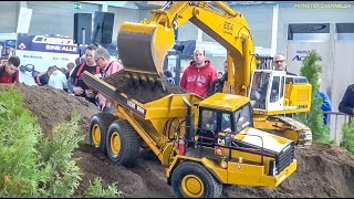 RC EXTREME Stunning excavators and dump trucks in HUGE 18 scale [upl. by Ahsiener]