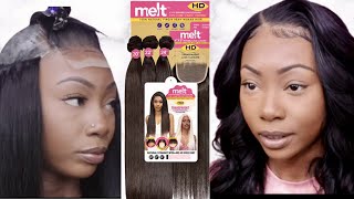 CLOSURE QUICK WEAVE ON NATURAL HAIR FT JANET COLLECTION MELT VIRGIN REMY HAIR [upl. by Chlo507]