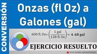 Conversión de Onzas fl Oz a Galones gal [upl. by Zere435]