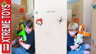 Ethan Vs Cole Nerf Battle Royale in a Box Maze Fort [upl. by Matthaeus]