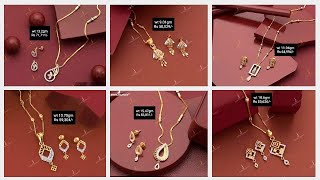 Latest Hallmark Gold Chain Pendant Earrings Set with weight and Price hallmarkjewellery [upl. by Kendrick]