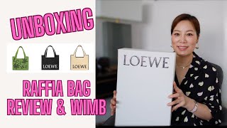 LOEWE PAULAS IBIZA 2023 FONT TOTE RAFFIA BAG UNBOXING amp REVIEW II use a dustbag as safety pouch [upl. by Ferde]