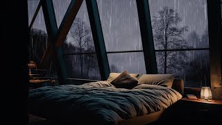 Rain outside Window  Rain and Thunderstorm Sounds on Bedroom Ambience at Foggy Forest [upl. by Berna]