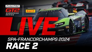 LIVE  Race 2  SpaFrancorchamps  Fanatec GT2 Europe 2024 English [upl. by Kcirre]