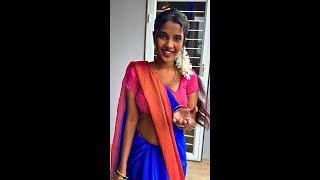 Saree Draping Style with Blue Chiffon Saree Matching With Pink Blouse  saree [upl. by Behah]