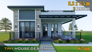 Small House Design  820m x 750 m 62 sqm  2 Bedroom [upl. by Elamef662]