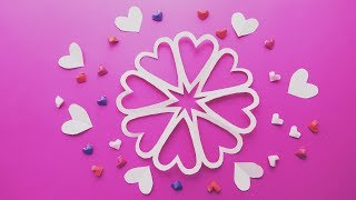 折り紙【ハートの飾り】作り方 簡単で綺麗な切り紙♪◇Origami paper ” Heart ” kirigami easy tutorial [upl. by Onaicilef]