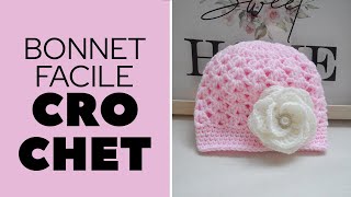 Bonnet Bébé Facile Au Crochet [upl. by Calia]