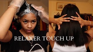 RELAXER TOUCH UP  RELAXING MY HAIR AFTER 5 MONTH STRETCH  RELAXER TOUCH UP AT HOME  ALLABOUTASH [upl. by Rednaeel2]