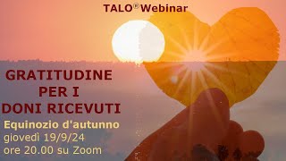 GRATITUDINE PER I DONI RICEVUTI  Rituale Equinozio d’autunno 2024  TALO® Meditation Academy [upl. by Donadee]