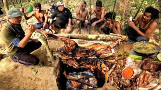 Full Goat Cooking Grilled Whole Mutton Sekwa Survival in Jungle Nepali Style Ex Romeo Jungali Life [upl. by Gradey50]