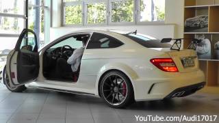 Mercedes C63 AMG Black Series  Details  3x Start Up  Loud Sound Full HD [upl. by Wymore612]