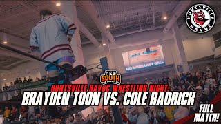 Brayden Toon vs Cole Radrick FULL MATCH  Huntsville Havoc Wrestling Night [upl. by Ahsyas]