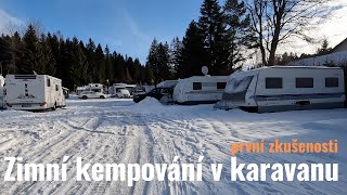 První zimní kempování s karavanem 🏔  Zamrzla nám voda v karavanu  Kemp Harrachov a tipy na parking [upl. by Yxor]