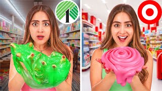 DOLLAR TREE VS TARGET SLIME CHALLENGE [upl. by Enytsirk]