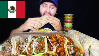 Authentic Mexican Food Mukbang • Burritos amp Tacos [upl. by Gnilrits]