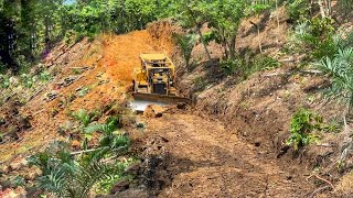 Excellent How a CAT D6R XL Bulldozer Operator Opens a Garden Road on a Hill [upl. by Sotnas]