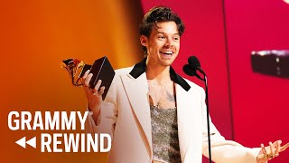 Watch Harry Styles Celebrate His Album Of The Year Win With His Biggest Fan  GRAMMY Rewind [upl. by Leafar195]