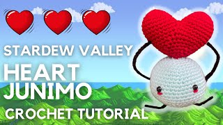 STARDEW VALLEY JUNIMO WITH HEART CROCHET TUTORIAL  VALENTINESANNIVERSARY  FREE AMIGURUMI PATTERN [upl. by Eldoria]