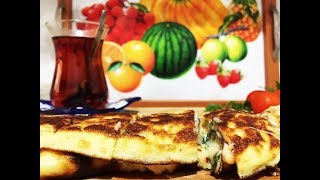 2 Peynirli Krep Tarifi  2 Cheese Breakfast Pancake Recipe English subtitles [upl. by Ebonee]